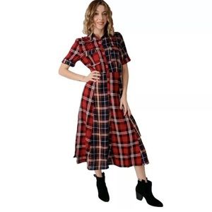 NWT Desigual ROSADA Tartan Plaid Dress
